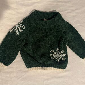 New born Green Snowflake Sweater